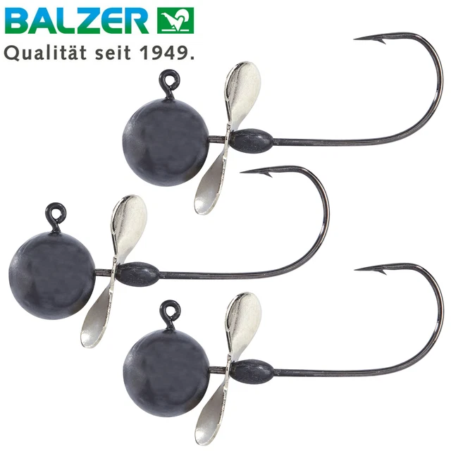 Balzer Shirasu Propeller Jig - 3 Jighaken für Gummifische, Bleikopf mit Flügeln