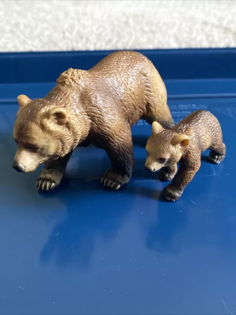 Schleich BROWN GRIZZLY BEAR & CUB 2003 Retired Figures Wildlife 14323 14324