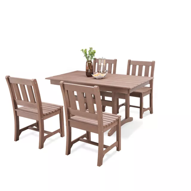 Psilvam 7-Piece Patio Dining Set Poly Table w/ 6 Chairs Outdoor Furniture Set