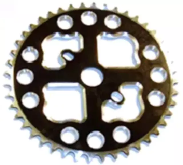 44T 4-Arrow 12-circle ChainRing CNC Alloy 1/2" x 1/8" x 44T, Black with Silver t