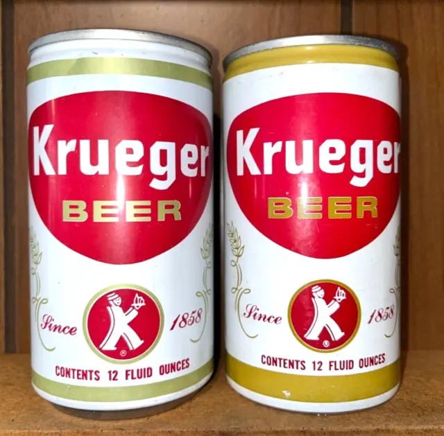 (2) EMPTY 12oz Krueger Beer Cans by Krueger Brewing in Cranston RI