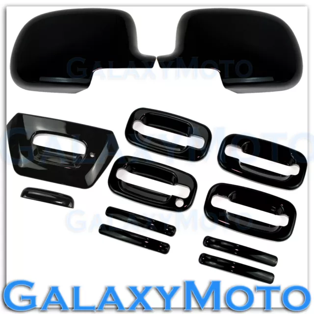 02-06 Chevy Avalanche Gloss Black Mirror+4 Door Handle+w/o PSG KH+Tailgate Cover