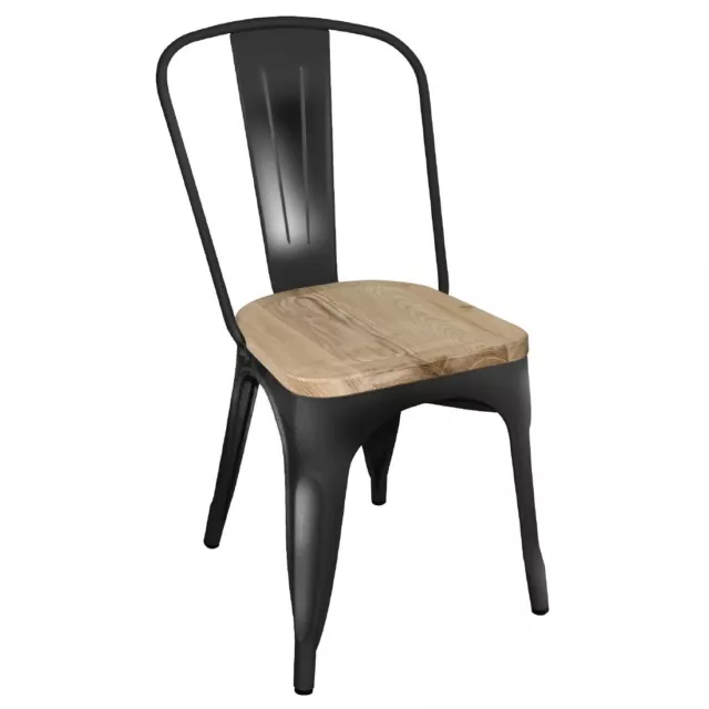 Bolero (Pack Of 4) Steel Dining Side Chairs With Wooden Seat Pads Black Gg707