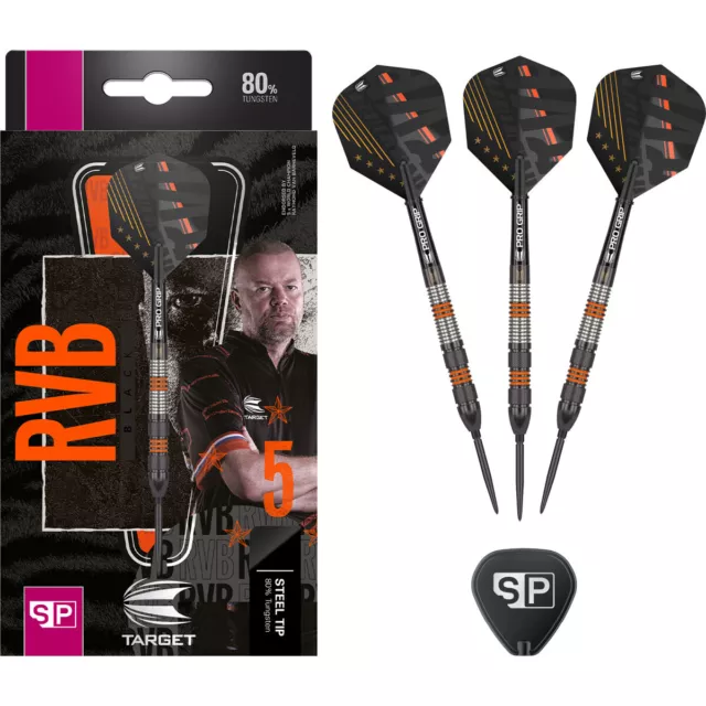 Raymond Van Barneveld RVB 80% Black Swiss Point Steel Tip Darts by Target