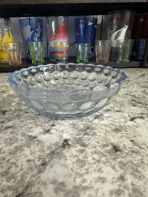 Anchor Hocking Blue Bubble 5 1/4” Bowl Depression Glass