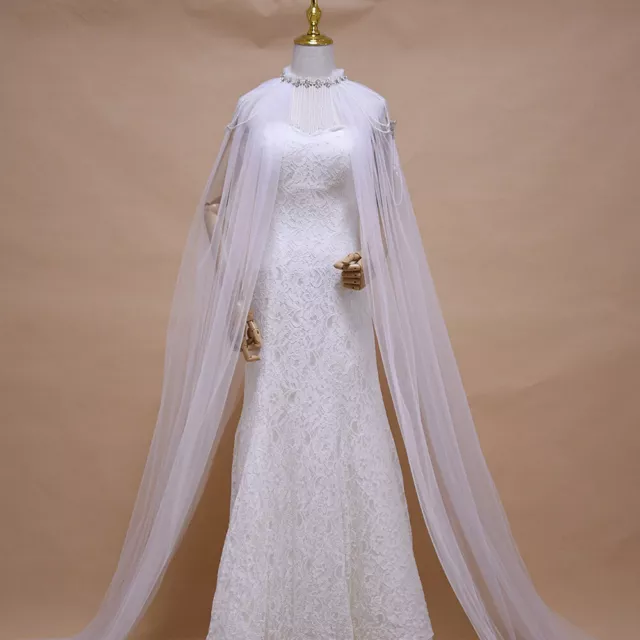 Bridal Cloak Cape for Bride Lace Shoulder Mesh Costume Clothing Wedding