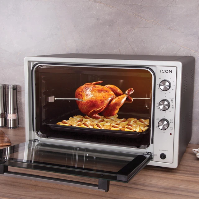 Minibackofen 60 Liter Mini Backofen Ofen Pizzaofen Grill Timer kompakt Drehspieß