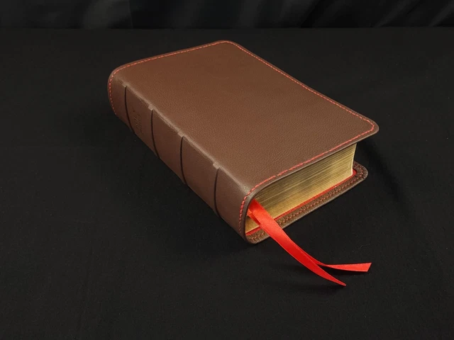 Premium Leather Bible - ESV Study Bible in Brown Cowhide with Red Stitch