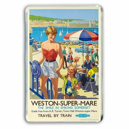 RETRO BRITISH Railway Poster Weston Super Mare Jumbo Fridge