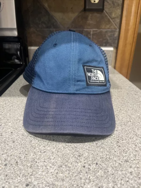 The North face Mesh Trucker Hat Cap Adjustable Blue Snapback Hat