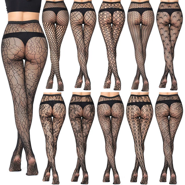 Collants Résille Halloween - 4 Paires Motifs Araignée, Crâne - Taille Unique - Nylon élasthanne - Pour Déguisement Et Fête