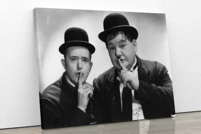 Laurel and Hardy Movie Film Black and White Canvas Wall Art Picture Poster Print