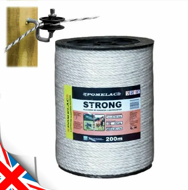 Starkes weißes Seil 200m Stahlleiter: 6x0,2 mm Elektrozaun