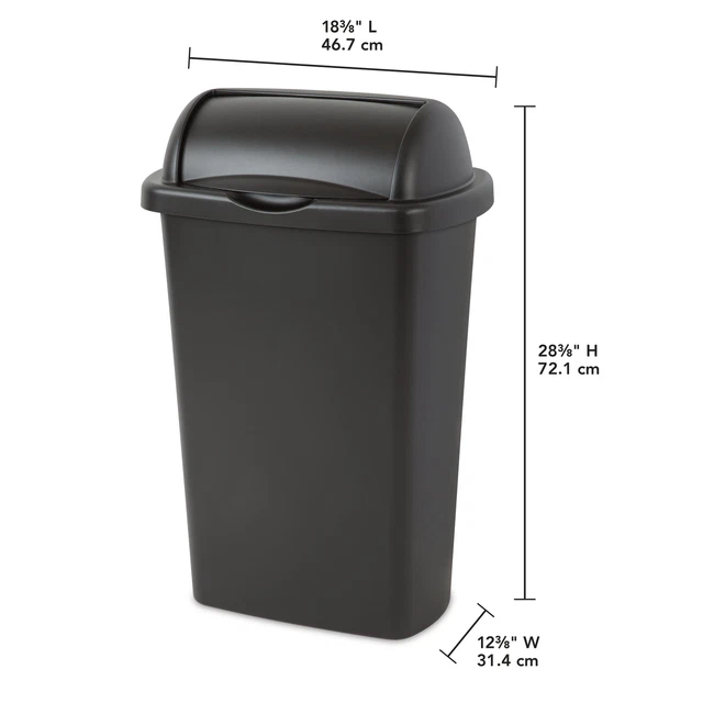 STERILITE 13 GALLON Trash Can, Plastic Roll Top Kitchen Trash Can