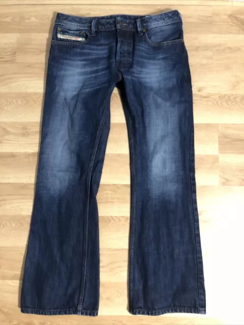 Diesel Jeans Men 32x29 Blue Zathan Bootcut Denim Preppy Designer Faded