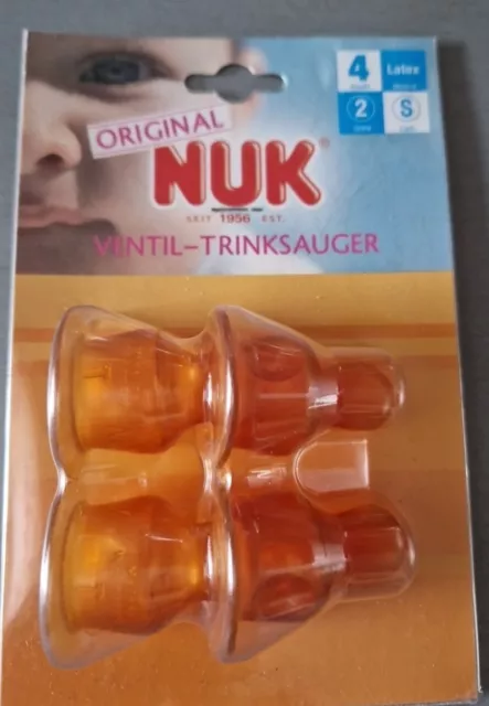 4 NUK Ventil Trinksauger Muttermilch Tee Gr. 2 Loch S ab 6 Monaten Latex NEU