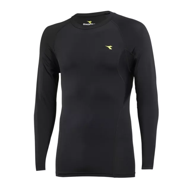 Diadora Junior Kids Boys Thermal Compression Lite Skins Long Sleeve Tee Black