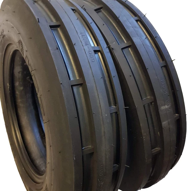 6.00-16 8 PLY (2 TIRES + 2 TUBES) ROAD CREW ST-1, F2 3-Rib Farm Tractor Tire 6.0