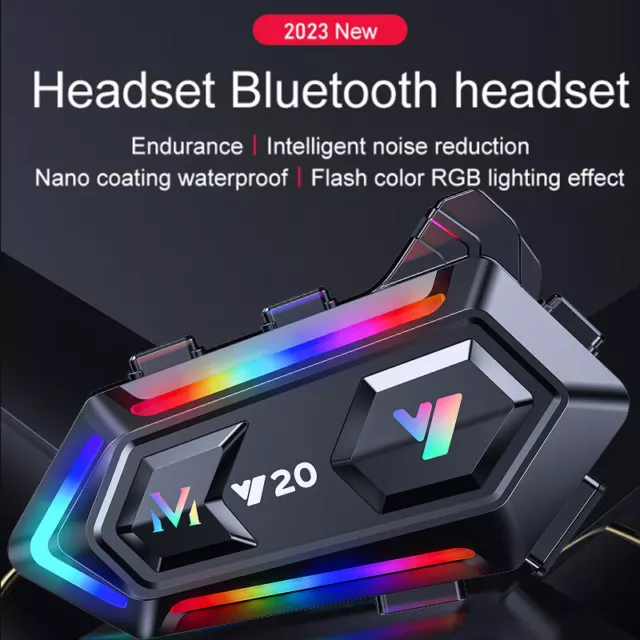 HiFi Stereo Motorcycle Helmet Bluetooth5.3 Headphone Reduction Noise W/ RGB lamp