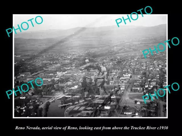 OLD 8x6 HISTORIC PHOTO OF RENO NEVADA AERIAL VIEW OF THE CITY c1930