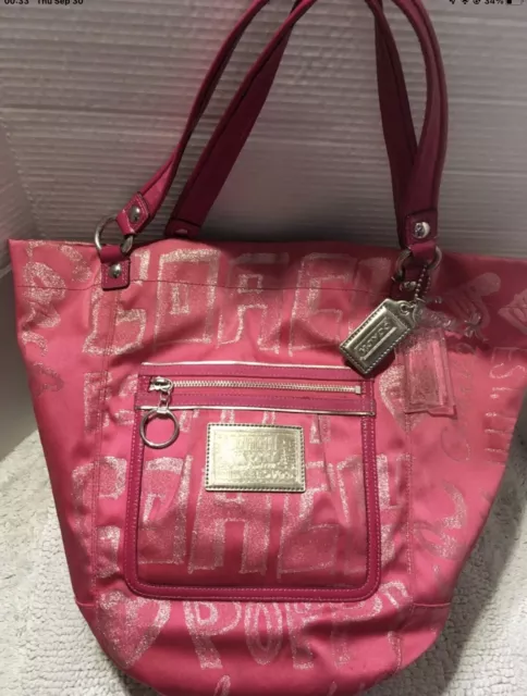 Coach Poppy Storypatch Bella Graffiti Glam Pink Large Bucket Tote 15300