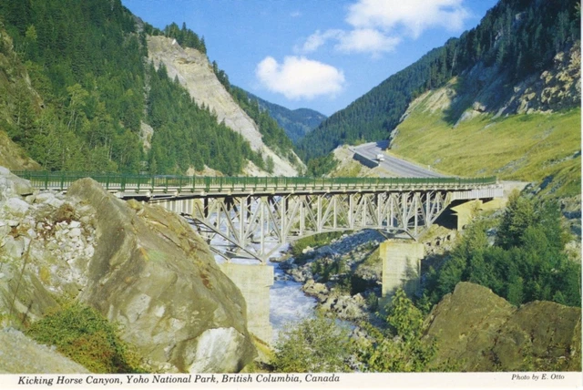 Kicking Horse Canyon Bridge Yoho National Park BC Vintage Postcard D20