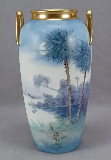 Pickard Hand Painted Signed Maley Florida Moonlight Pattern Vase Circa 1912-1918