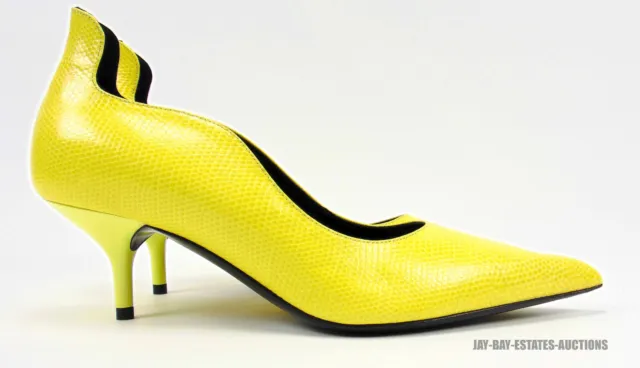 Calvin Klein 205W39Nyc Cassidy Leather Kitten Heels Yellow Python Italy Size 7