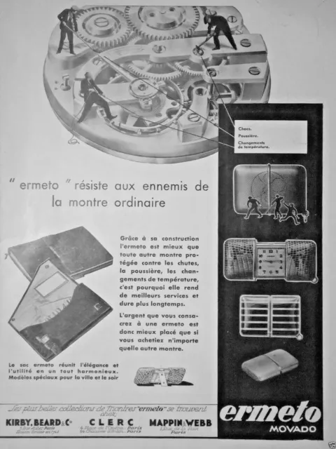Publicité De Presse 1931 Ermeto Movado Résiste Aux Ennemis De La Montre