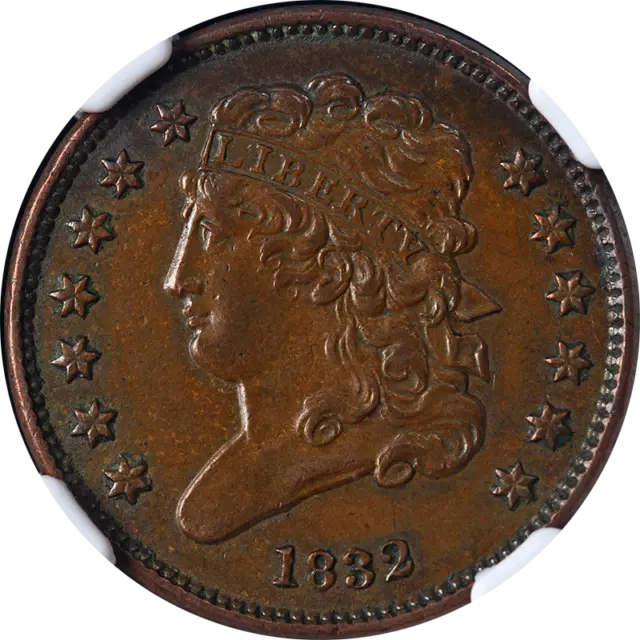 1832 Half Cent NGC AU Details C-1 R.2 Nice Eye Appeal