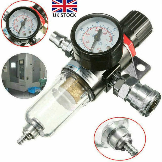 NEW MINI AIR Pressure Regulator Gauge Spray Gun InLine Water Trap Air