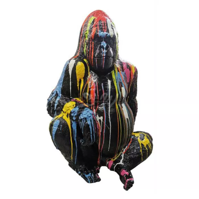 Deko GORILLA 114 cm AFFE SCHWARZ BUNTE FARBLÄUFER Garten Tier Figur Serengeti