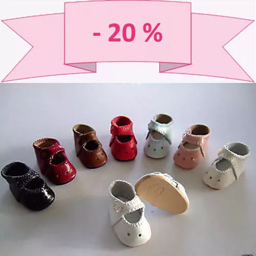 20% Promo - Lote De 3 Pares Zapatos de Cuero para Muñeca Bleuette - Bravot