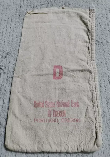 Vtg United States National Bank of Oregon Portland Coin Bag, Money Change Bag