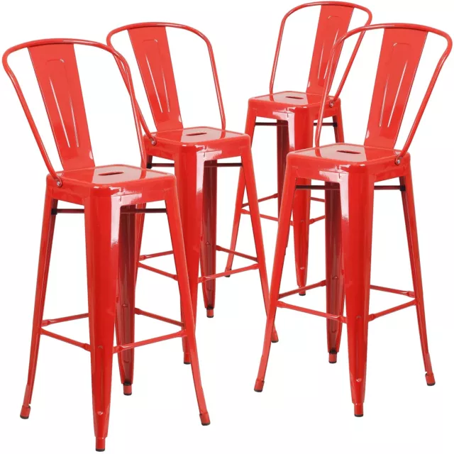 Flash Furniture Commercial Grade 30" High Red Metal Indoor-Outdoor Barstool with