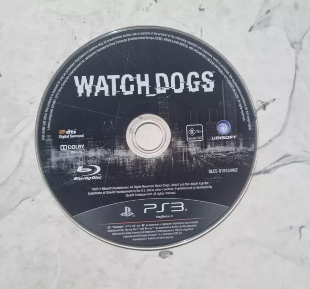 Watch Dogs - PS3 (Sony PlayStation 3, 2012) Disc Only - Very Good Condition