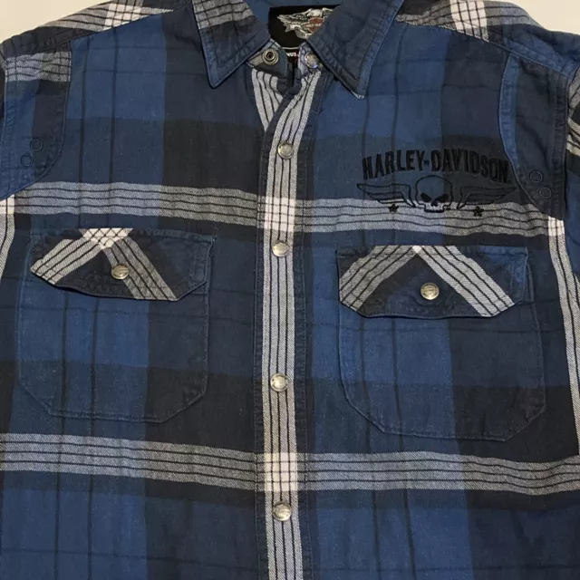 HARLEY DAVIDSON PLAID BUTTON UP BLUE SHIRT. SIZE S. Free Shipping. 3