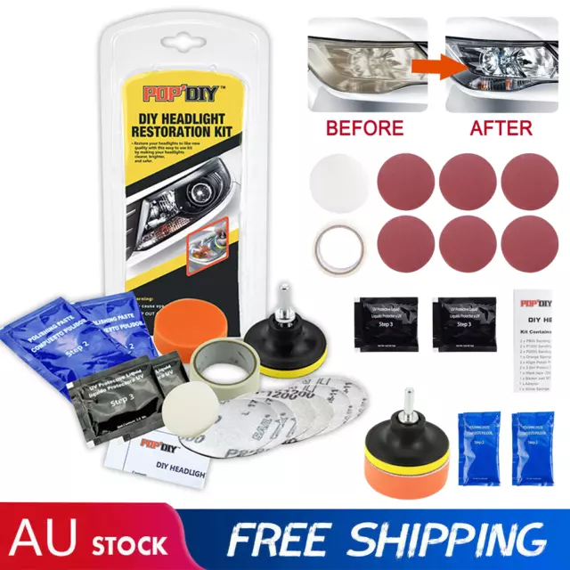 Heavy Duty Headlight Restoration Kit Car Lens Lamp Cleaning Sanding Repair Tools 2