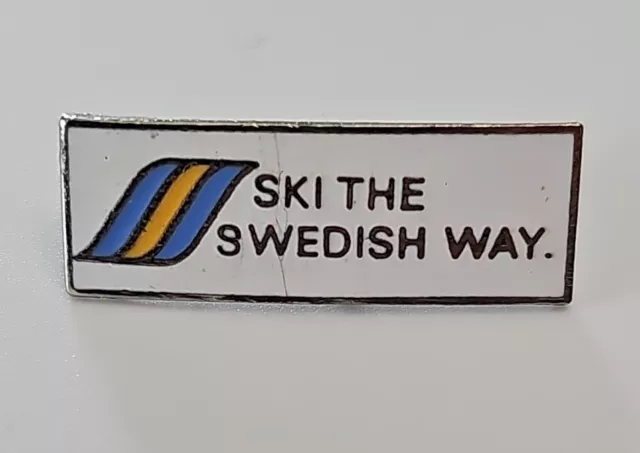 Cracked - Ski The Swedish Way White Blue And Yellow Pin Badge Enamel 25mm X 10mm