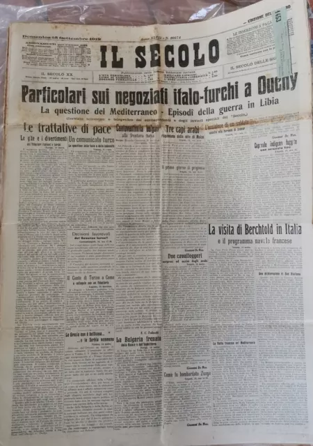 Quotidiano Il Secolo - Gazzetta di Milano 15 settembre 1912