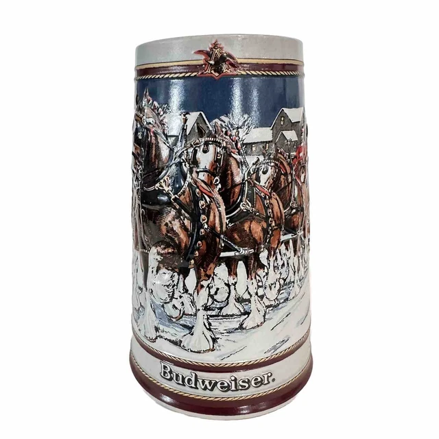 1989 ANHEUSER Busch AB Budweiser Bud Holiday Christmas Beer Stein