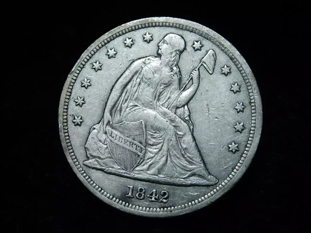 1842-P $1 Seated Liberty Silver Dollar