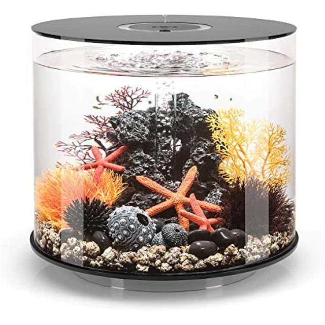 Aquarium Starter Kit 9.2 Gal Glass Aquarium Fish Tank w/LED Light Air Pump Black