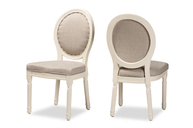 Baxton Studio Traditional 2-Piece Dining Chair Set With Grey And White Finish