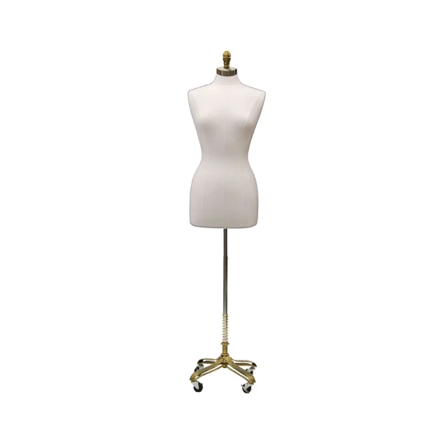 ADULT FEMALE DRESS Form White Linen Mannequin Size 68 with Gold
