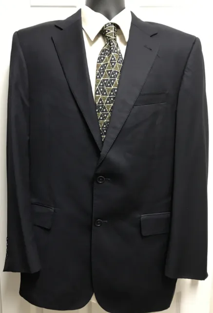 Jos A Bank Signature Gordon 100% Wool Navy Blue Sport Coat Blazer Jacket 41L
