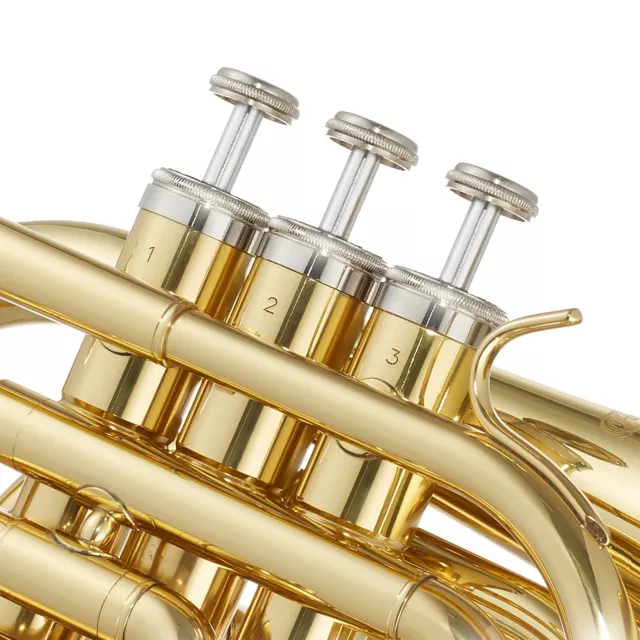 Bb Pocket Trumpet, Brass Band Instrument B Flat Key with Padded Case, Mouthpiece 3