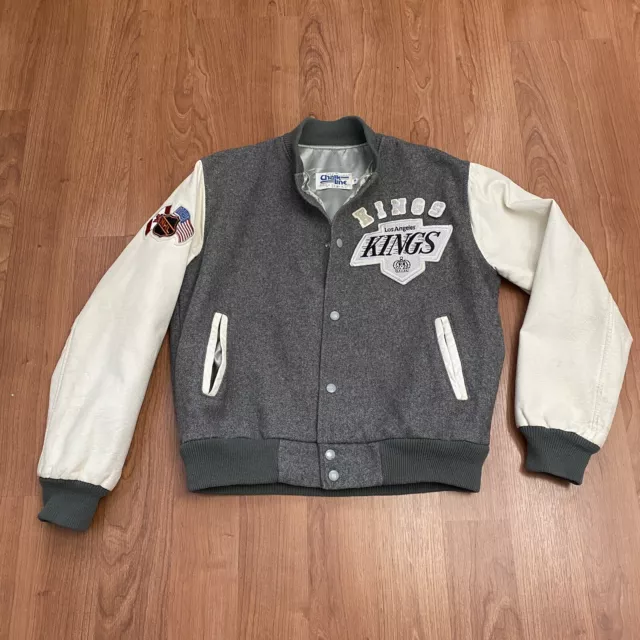 Vintage 90s Los Angeles Kings Varsity Jacket by Chalk Line Leather Wool Rare