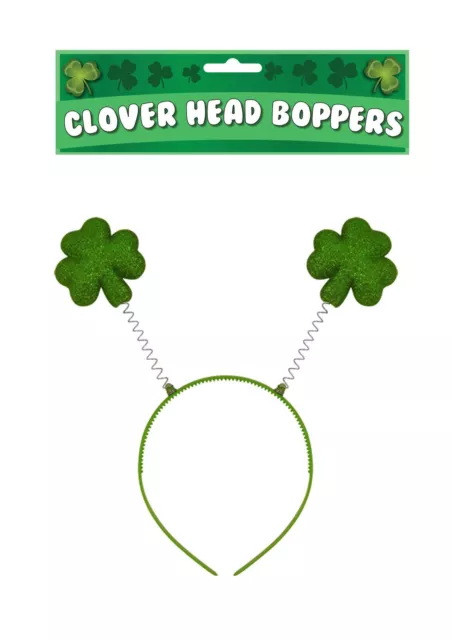 St Patricks Day Green Clover Head Bopper Party Dress Up