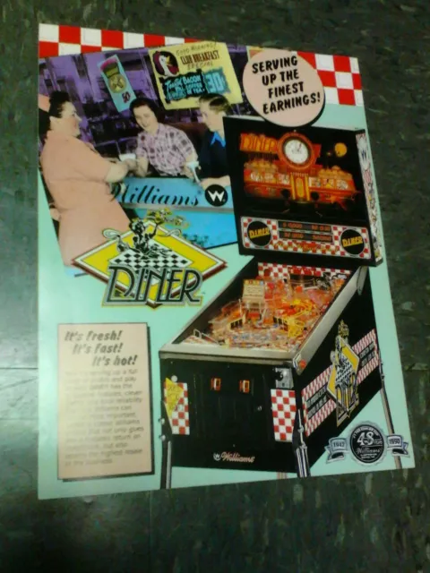 Williams DINER Pinball flyer- good original